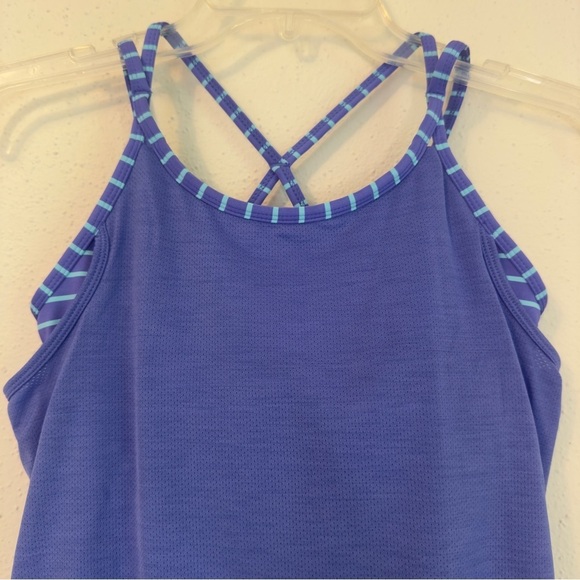 Athleta Girls Purple and Blue Tank Top with Built In Bra Criss-Cross Straps Sz L - Picture 2 of 12